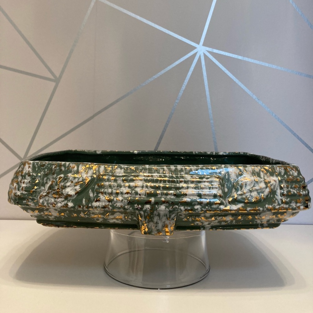 Vintage Savoy China Green, Gold & White Speckled Confetti Tray